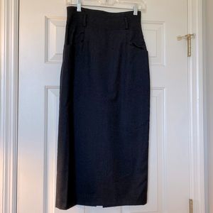 Vintage Ann Taylor high-waist, dark grey wool pencil skirt, 4